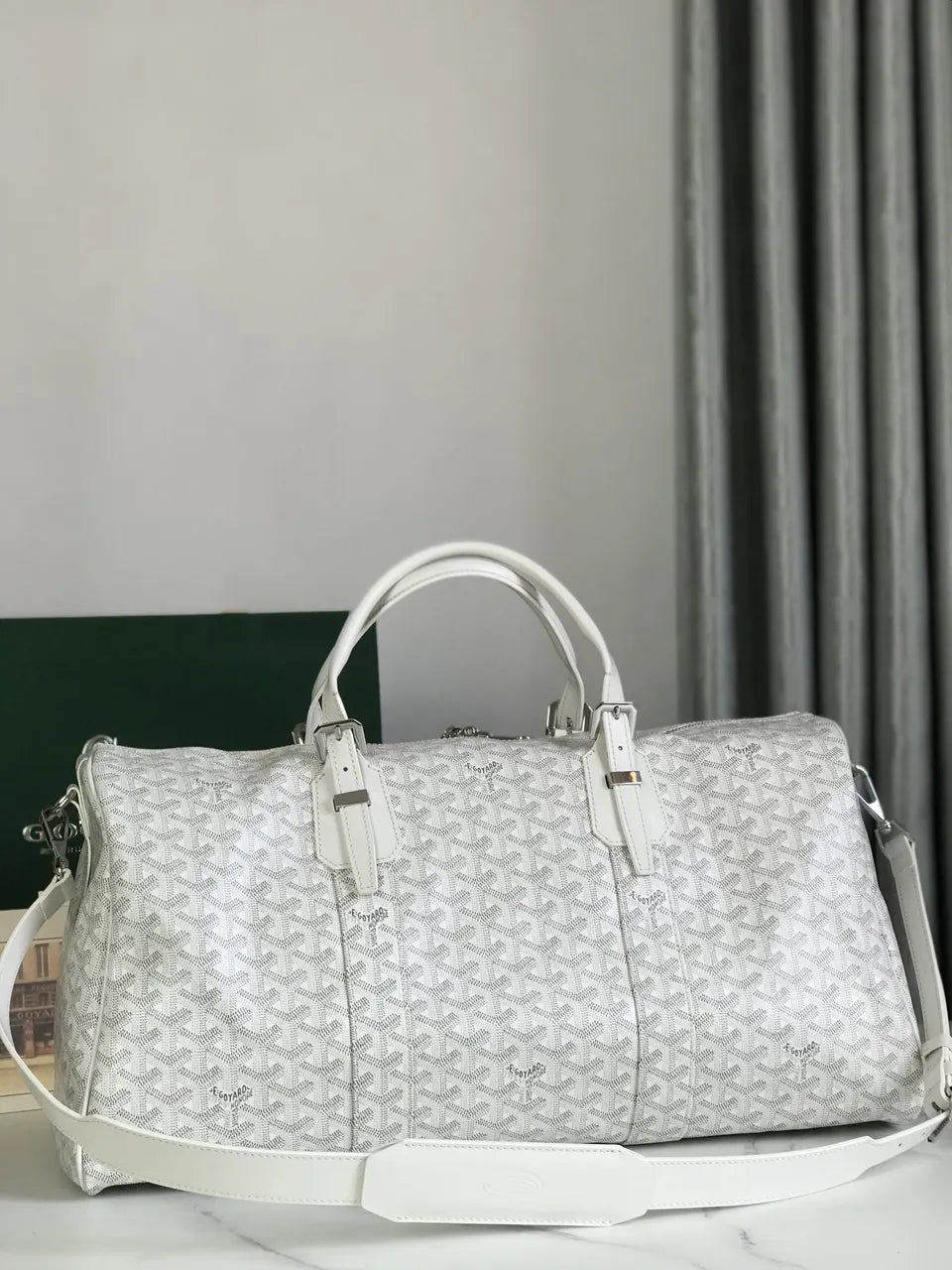 Goyard White Alpin Duffle Bag - Hình 8