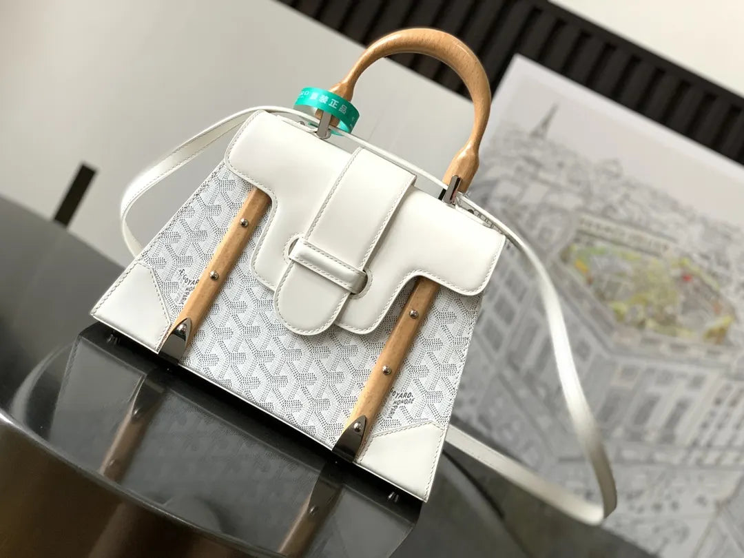 wooden Goyard White Saigon Structure Bag
