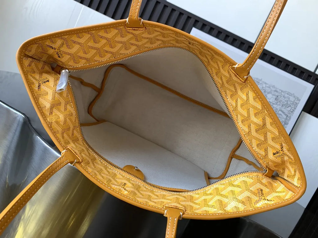 Goyard Yellow Goyardine Tote - Hình 8