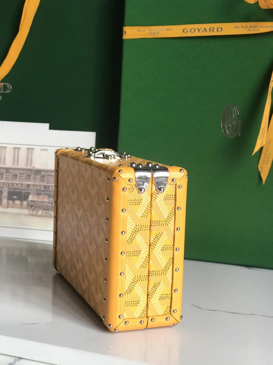 Goyard Gold Minaudiere Trunk Bag - Hình 3
