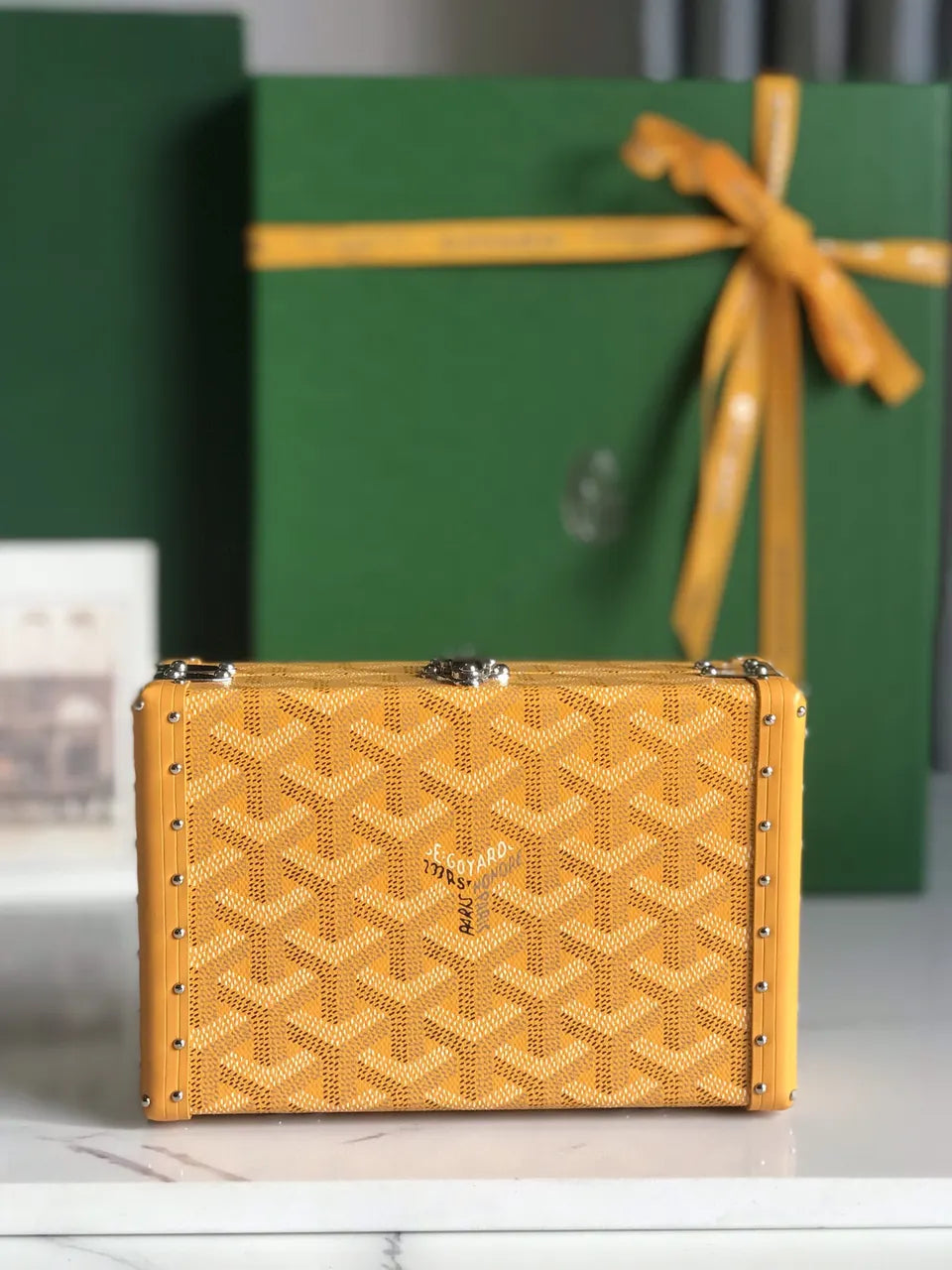 Goyard Gold Minaudiere Trunk Bag - Hình 2