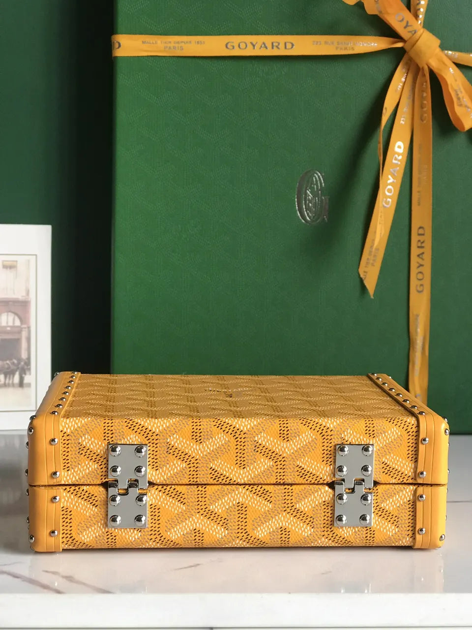 Goyard Gold Minaudiere Trunk Bag - Hình 4
