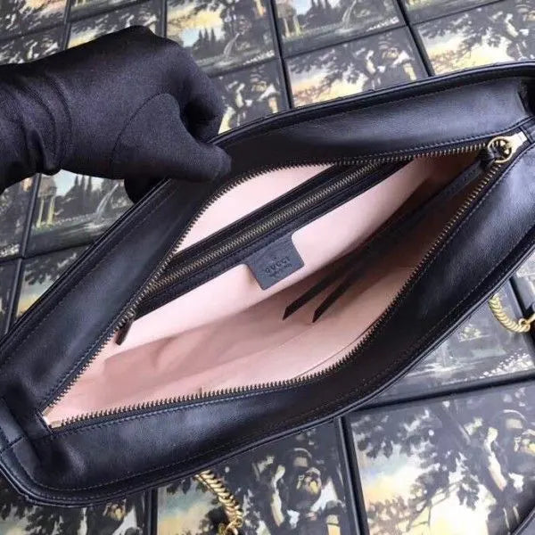 Gucci Black GG Marmont Matelasse Medium Tote