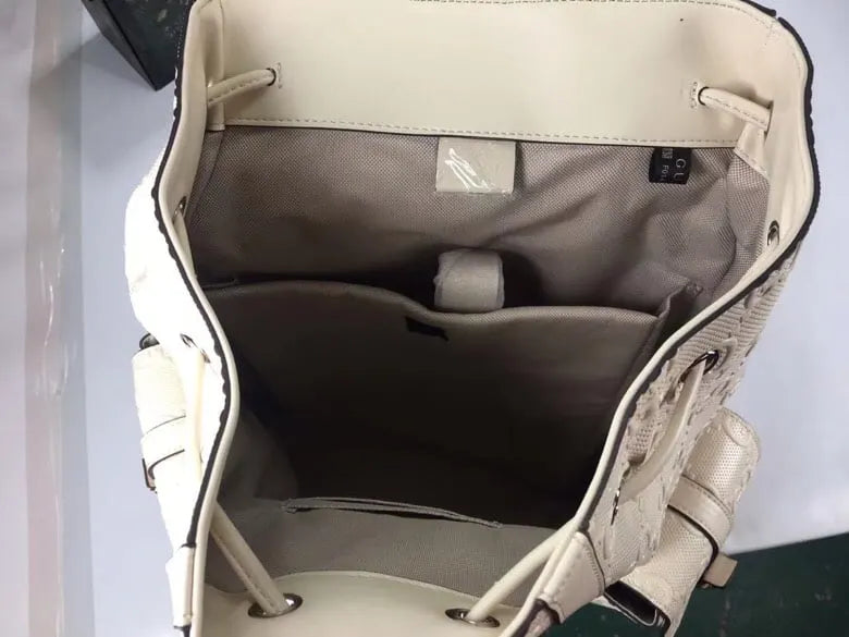 Gucci GG Embossed Backpack White Leather 625770