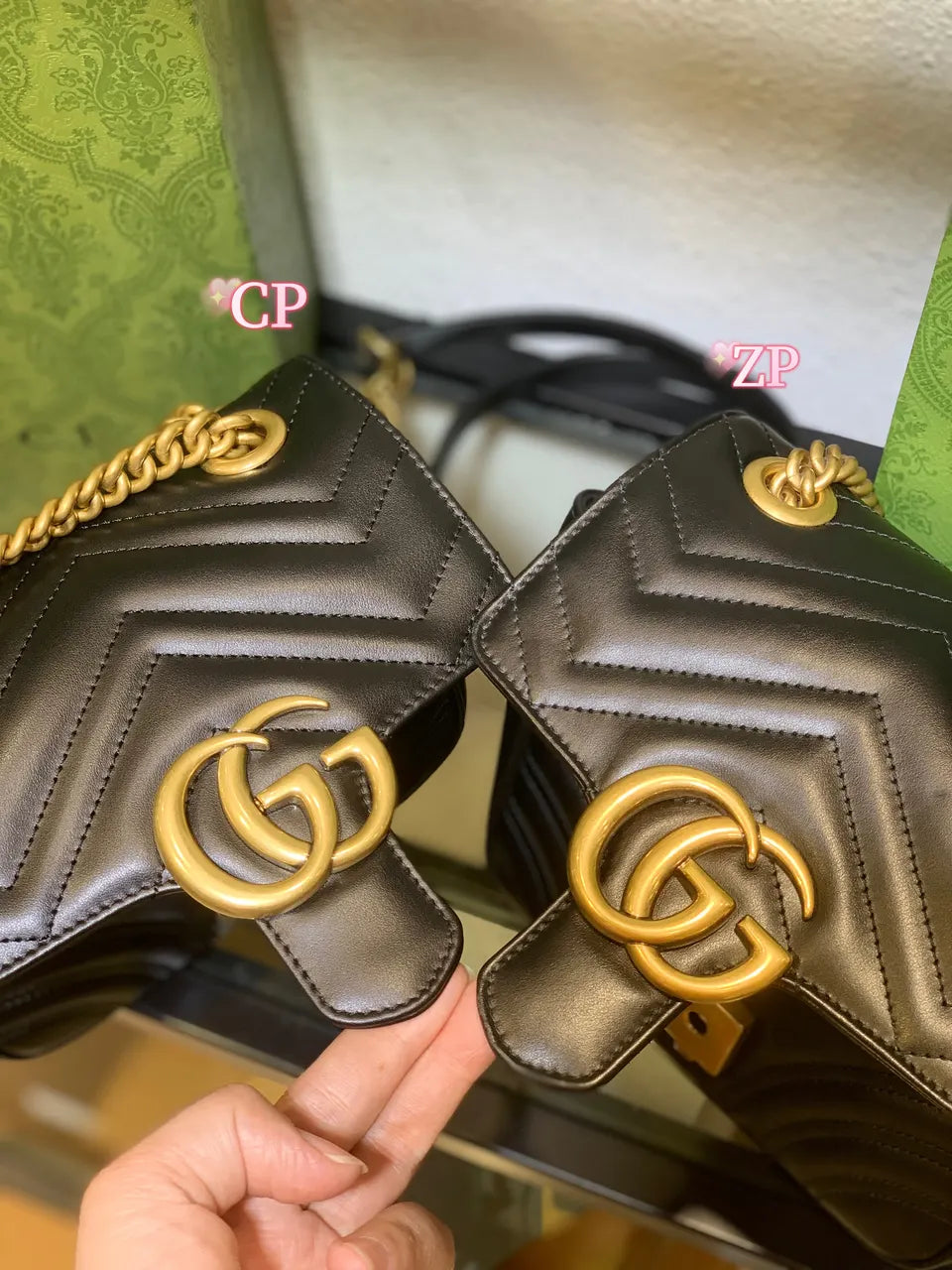 mini Gucci Black Chevron Bag - Hình 12