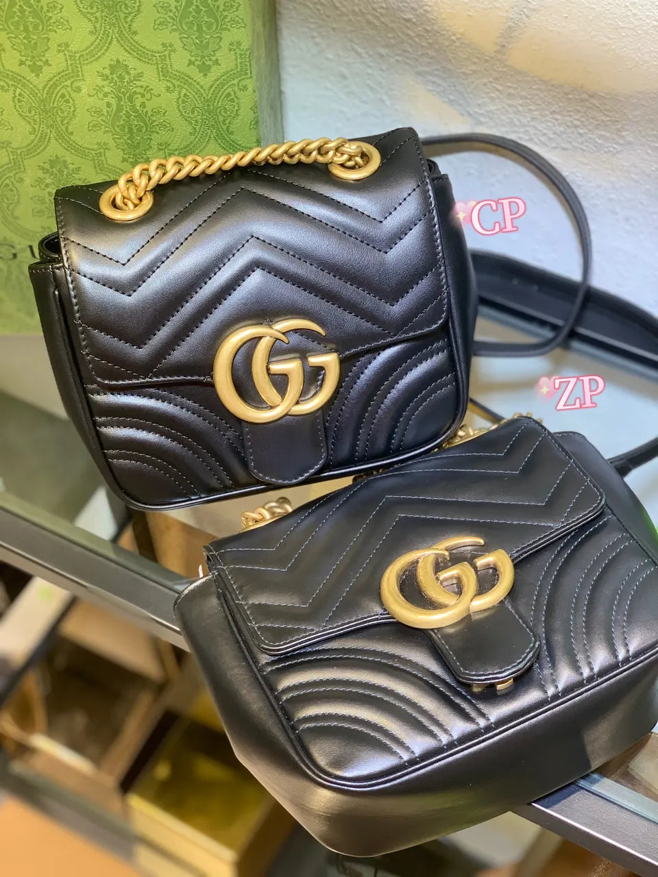 mini Gucci Black Chevron Bag - Hình 5