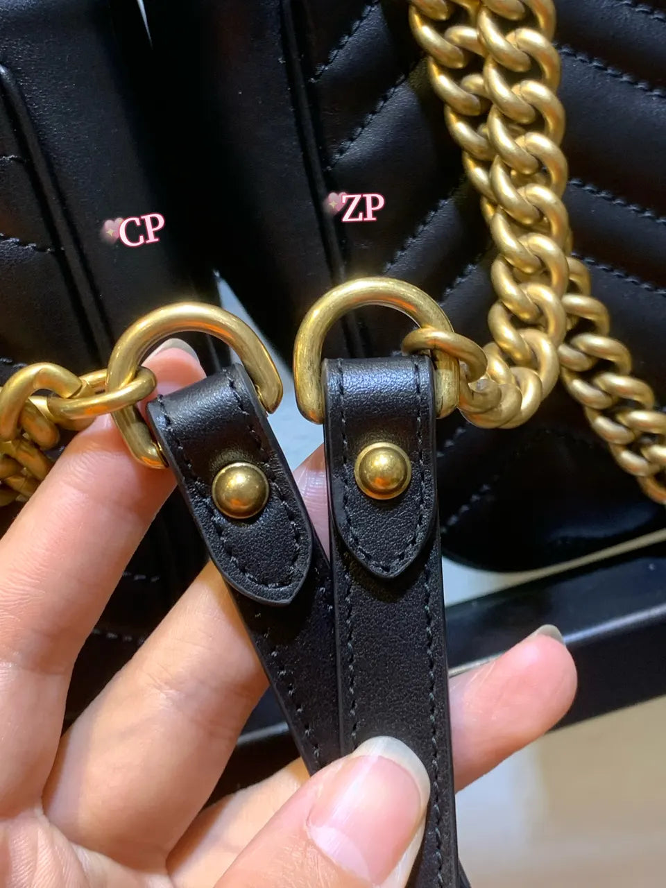 mini Gucci Black Chevron Bag - Hình 13