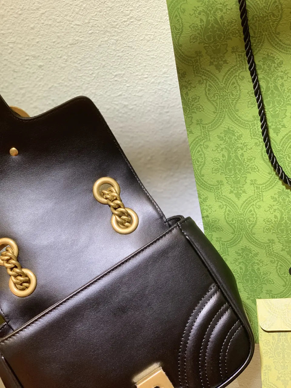 mini Gucci Black Chevron Bag - Hình 20