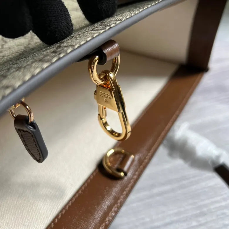 Gucci Medium Tote With Interlocking G Beige And Ebony GG Canvas 674148