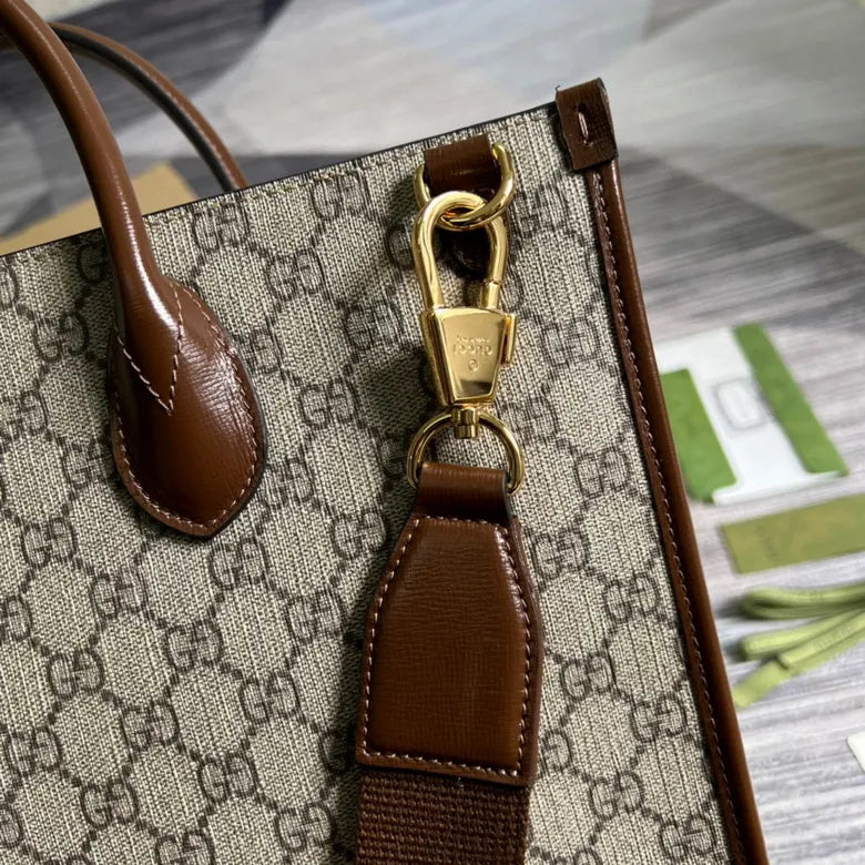 Gucci Medium Tote With Interlocking G Beige And Ebony GG Canvas 674148