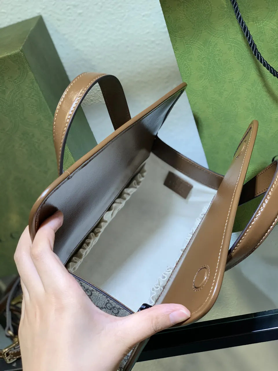 mini Gucci Beige GG Canvas Bag - Hình 6