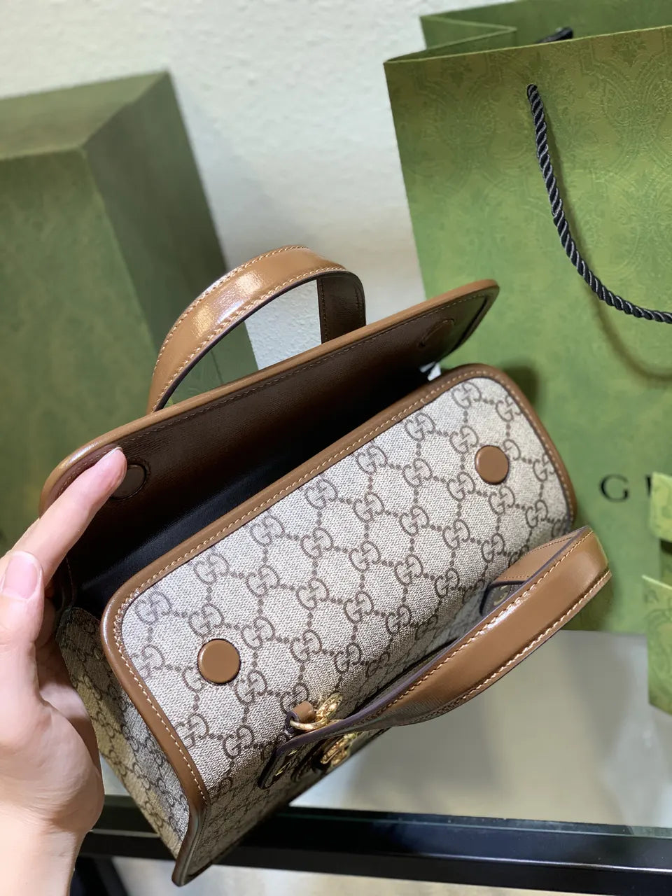 mini Gucci Beige GG Canvas Bag - Hình 7