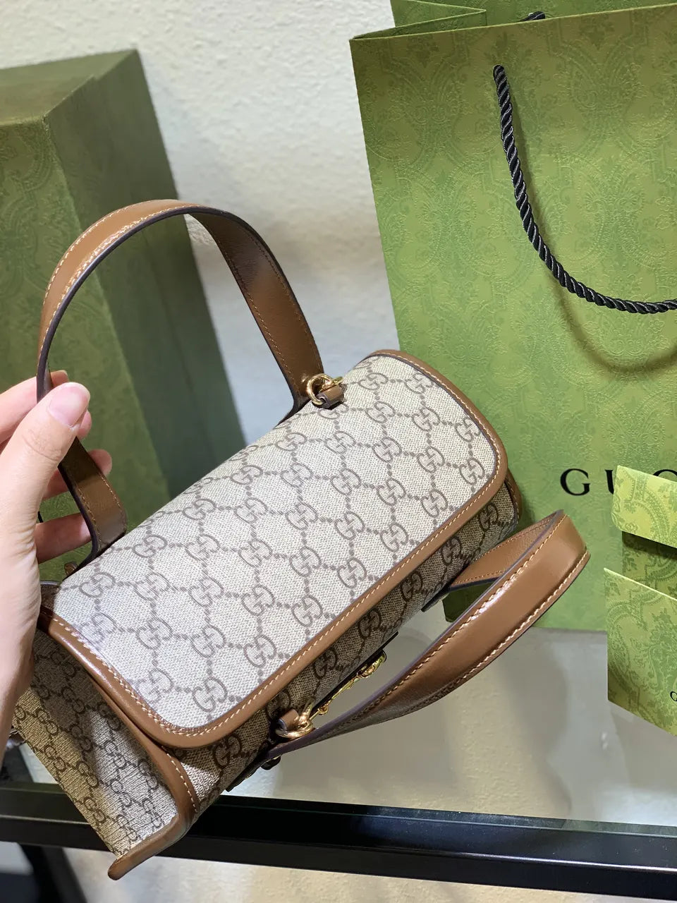 mini Gucci Beige GG Canvas Bag - Hình 8
