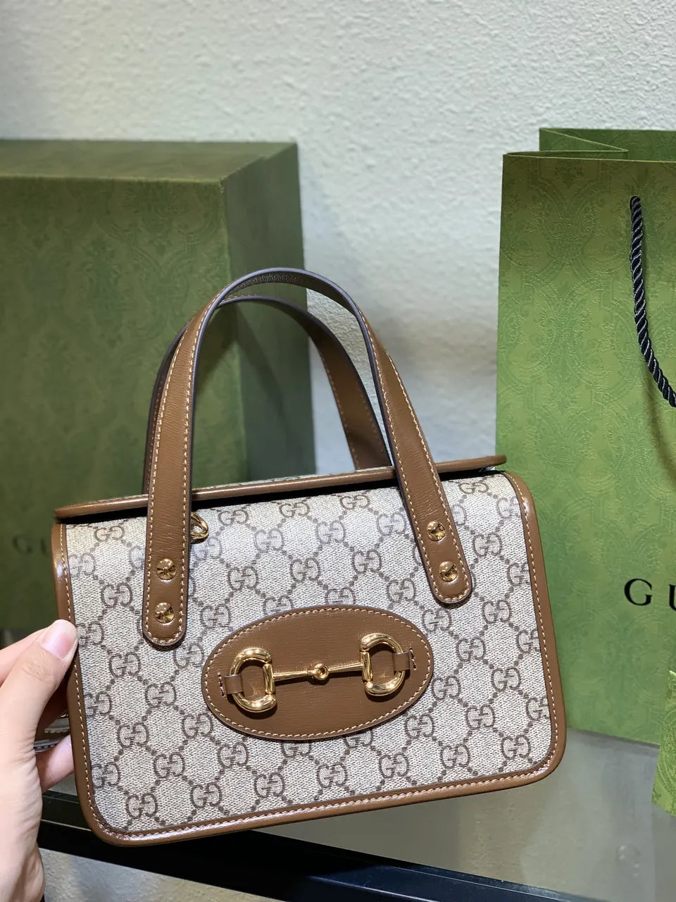 mini Gucci Beige GG Canvas Bag - Hình 11