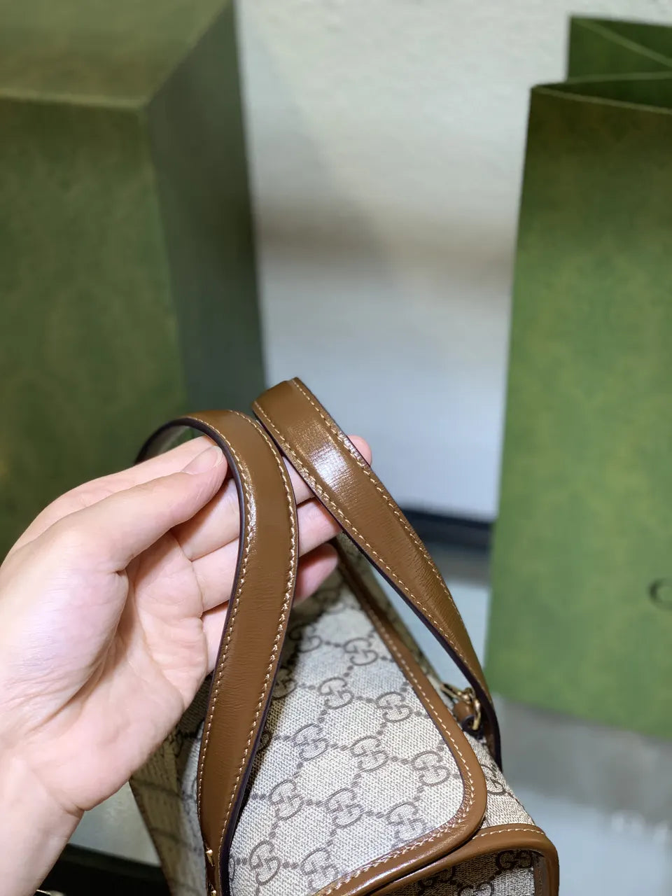mini Gucci Beige GG Canvas Bag - Hình 9