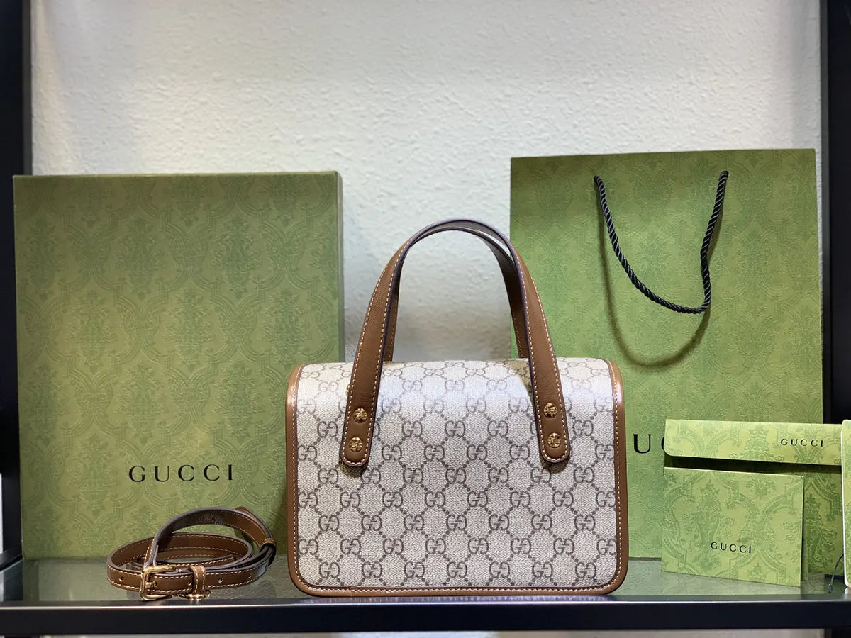 mini Gucci Beige GG Canvas Bag - Hình 12