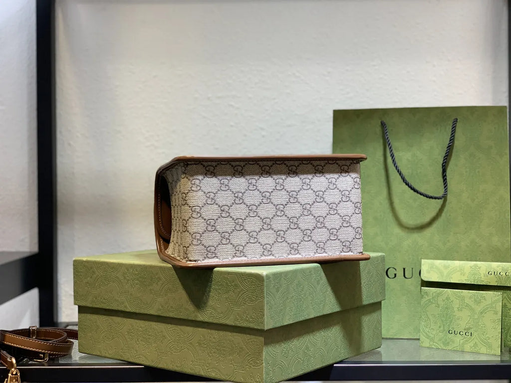 mini Gucci Beige GG Canvas Bag - Hình 13