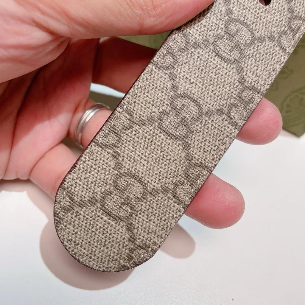 silver Gucci Beige GG Supreme Belt - Hình 3