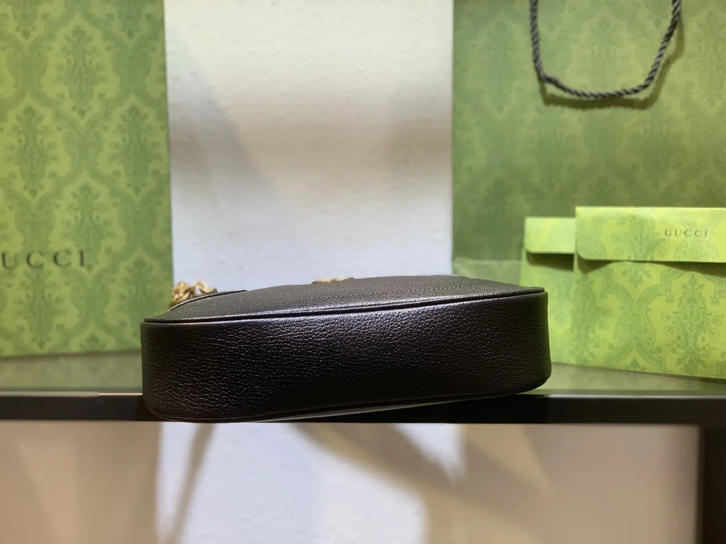 leather gold Gucci Black Half-Moon Bag - Hình 14