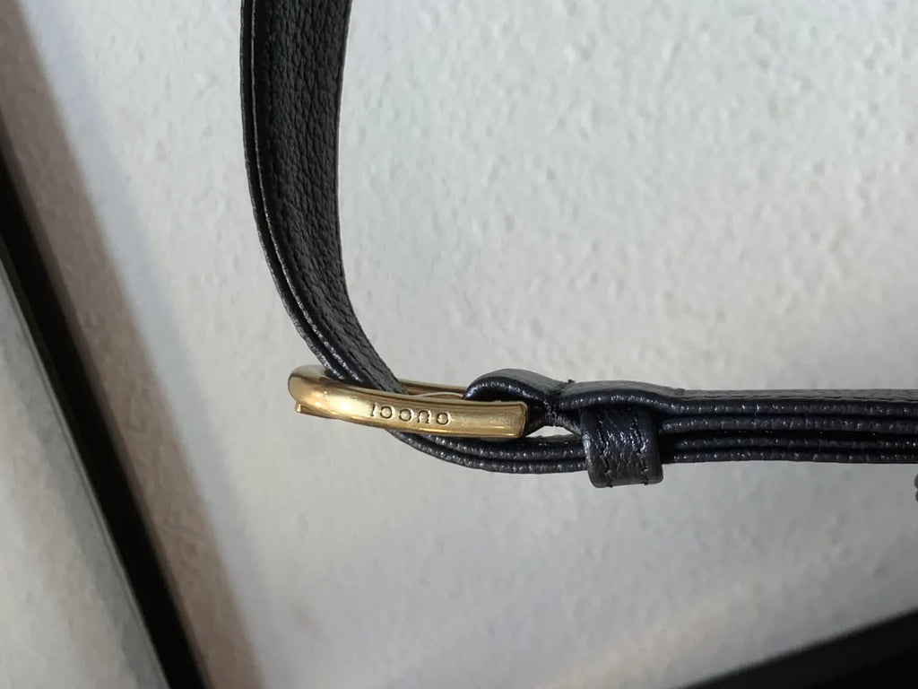 leather gold Gucci Black Half-Moon Bag - Hình 2