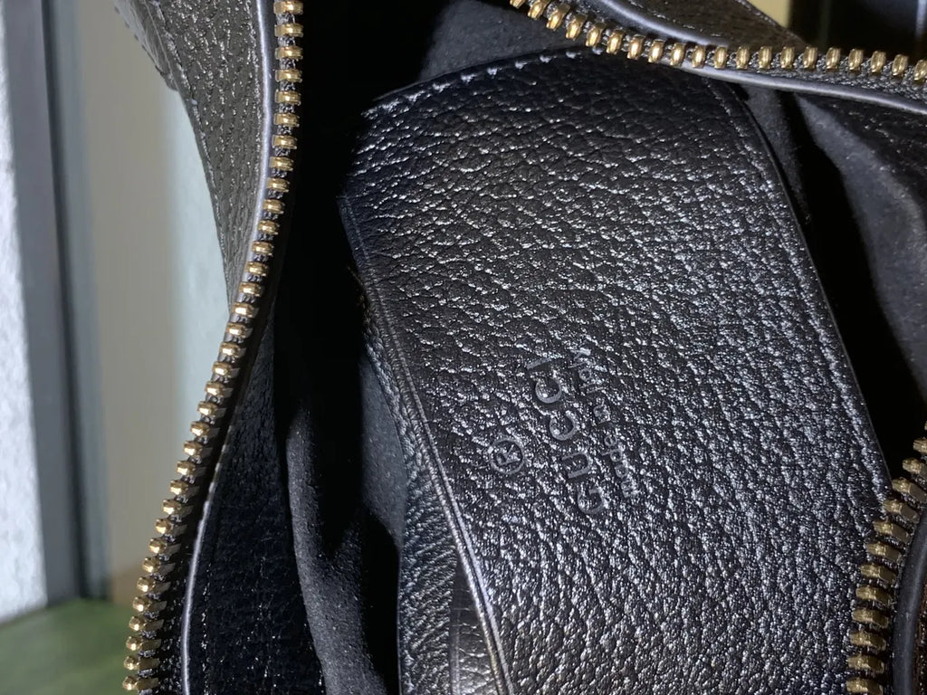 leather gold Gucci Black Half-Moon Bag - Hình 3
