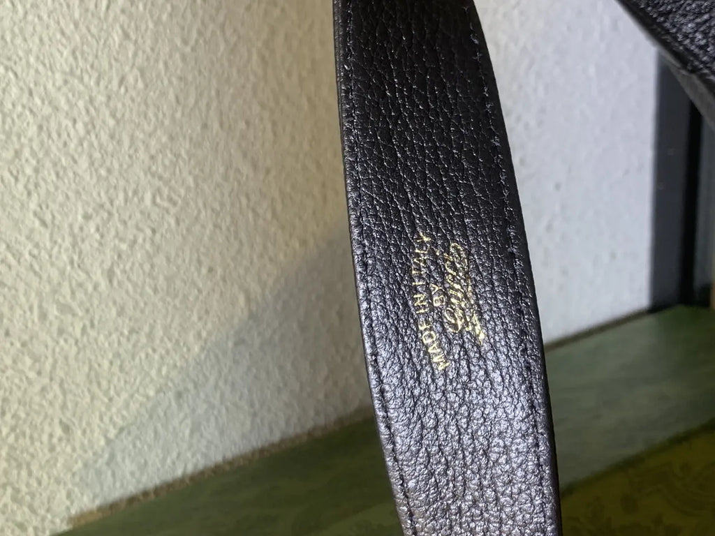 leather gold Gucci Black Half-Moon Bag - Hình 5