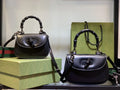 Gucci Black Bamboo Handle Bag leather