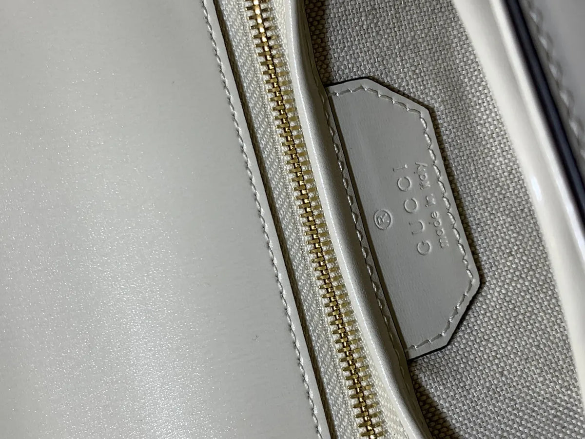 handle Gucci White Leather Bamboo Bag - Hình 2