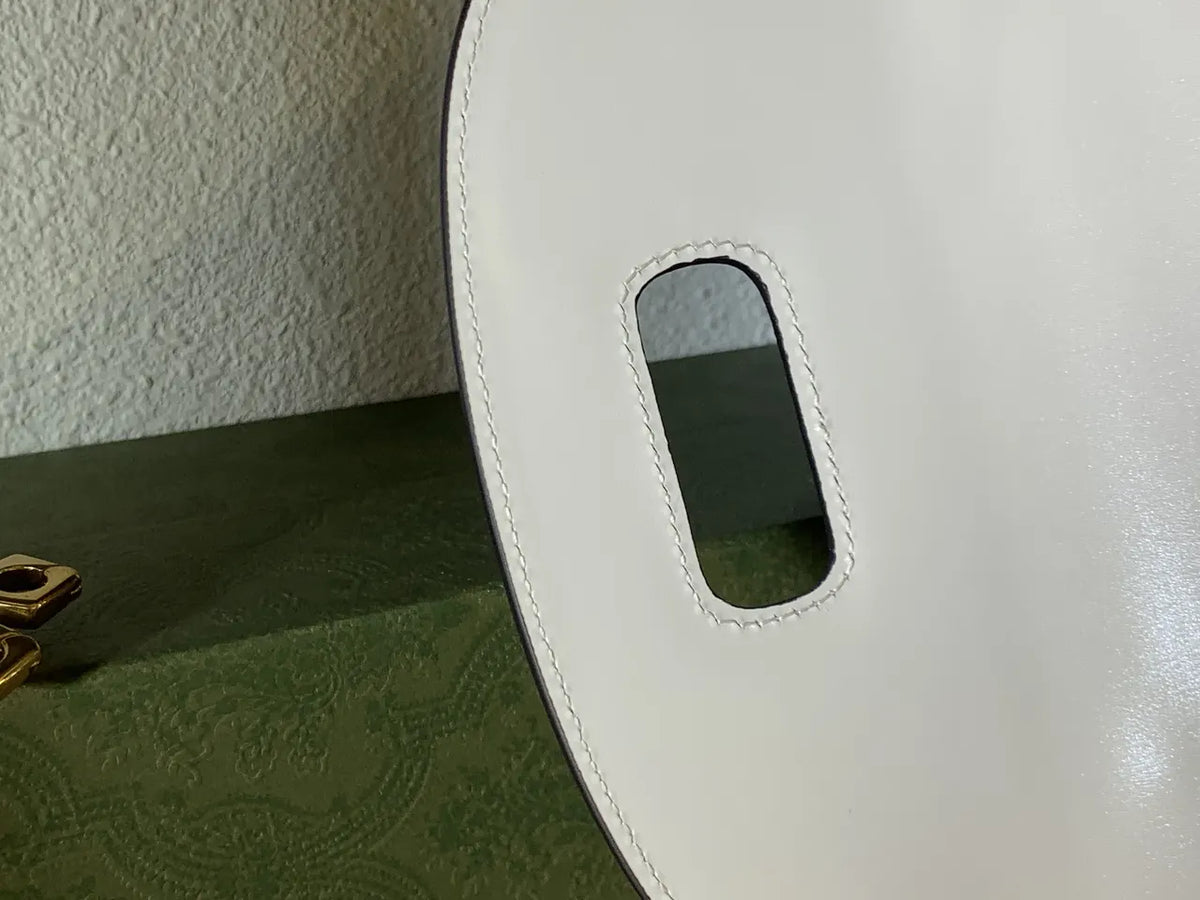 handle Gucci White Leather Bamboo Bag - Hình 3