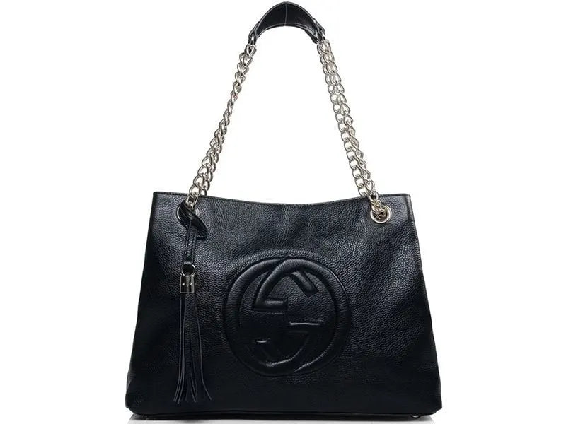 mua gucci soho medium leather tote black - Gucci Soho Medium Leather Tote Black