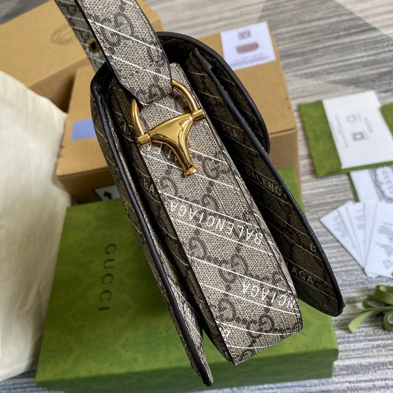 Gucci x Balenciaga The Hacker Project Small Gucci Horsebit 1955 Beige/Ebony