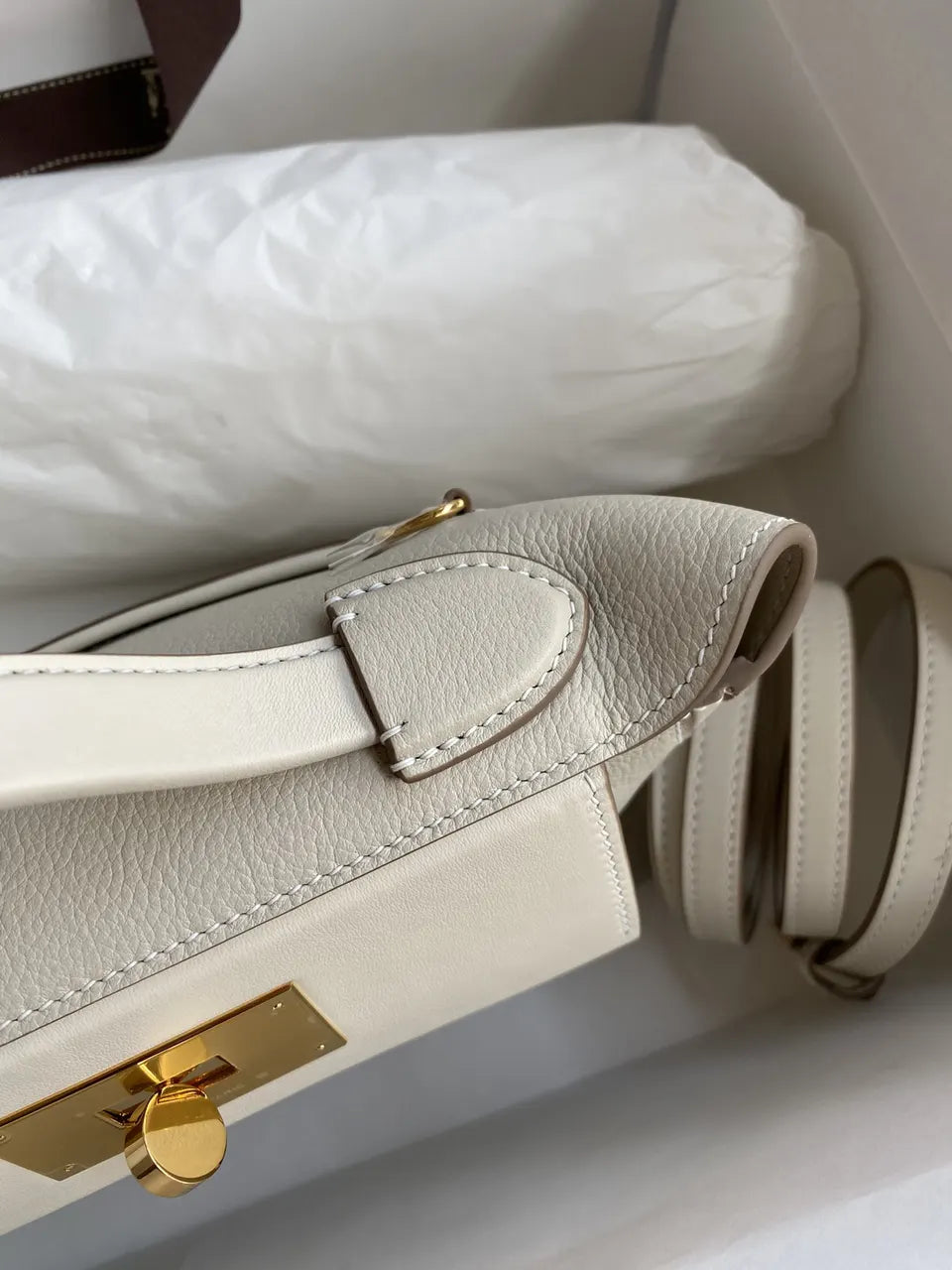 Hermès White Leather Kelly - Hình 4