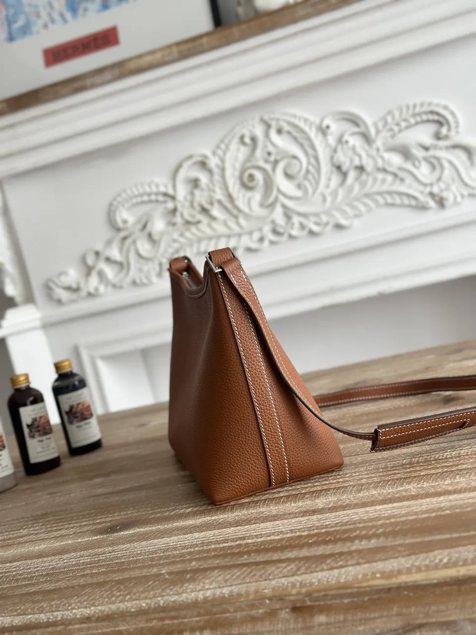 Hermès Brown Leather Shoulder Bag - Hình 2