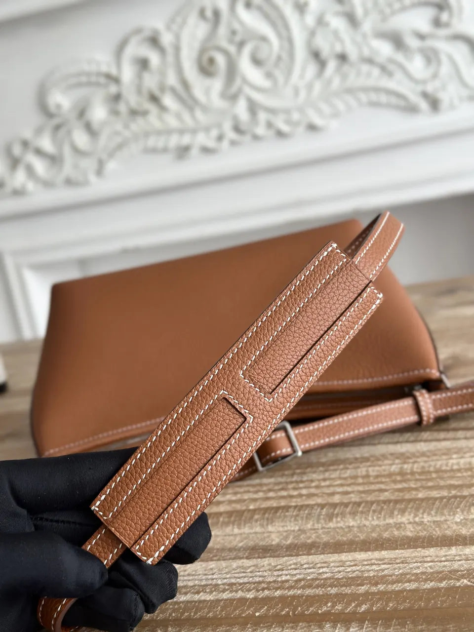 Hermès Brown Leather Shoulder Bag - Hình 5