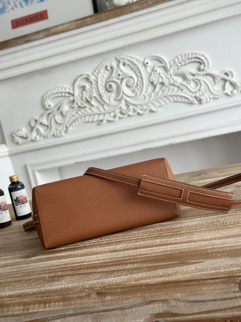 Hermès Brown Leather Shoulder Bag - Hình 3