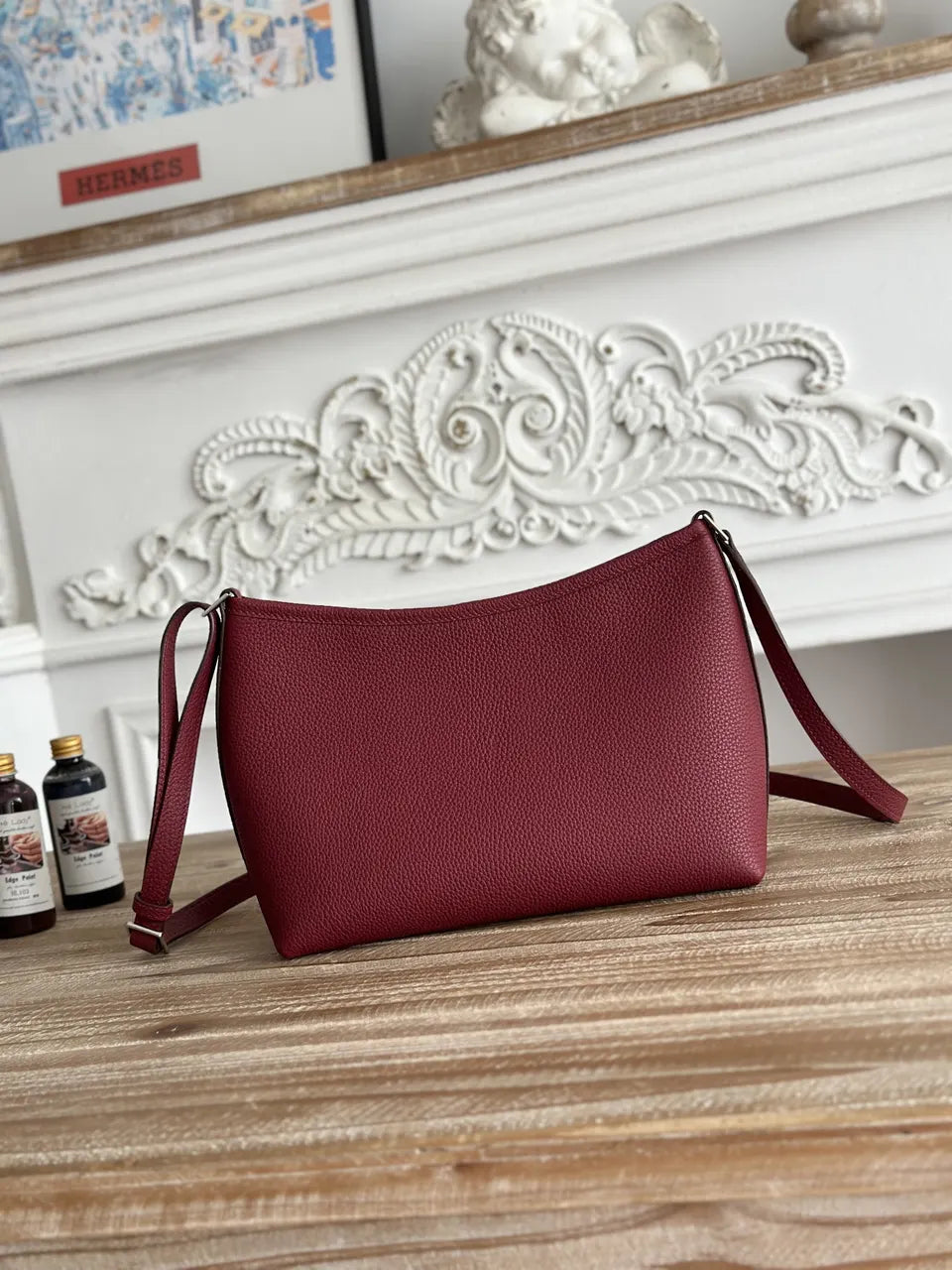 Hermès Burgundy Leather Shoulder Bag