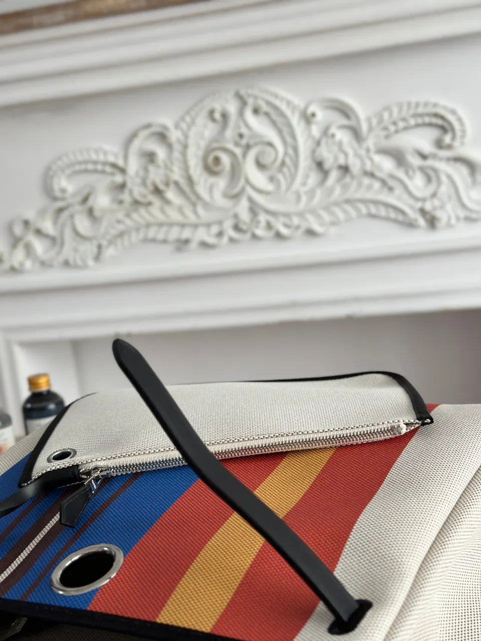 Hermès Multicolor Stripes Cabas - Hình 8