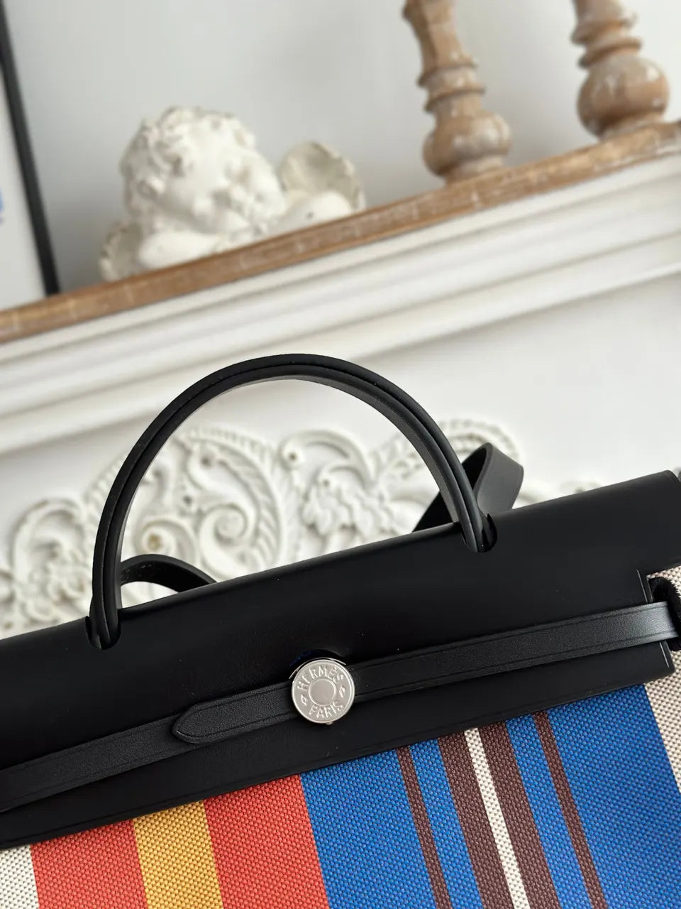Hermès Multicolor Stripes Cabas - Hình 4