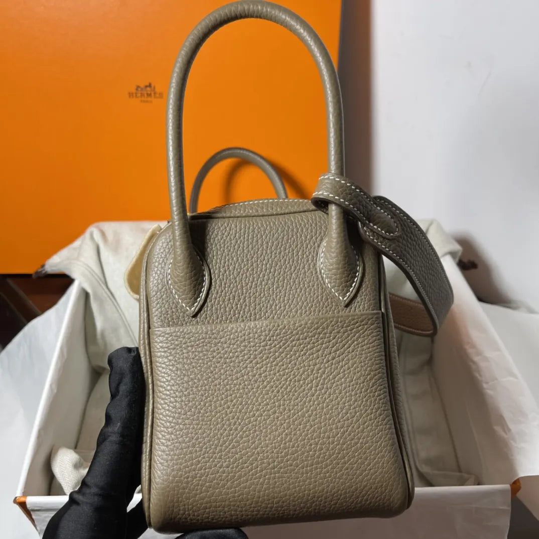 Hermès Khaki Leather Lindy - Hình 4