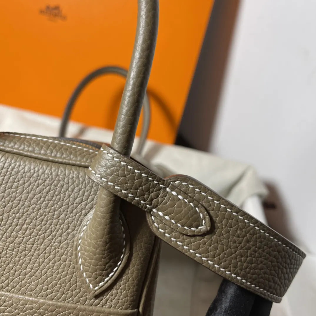 Hermès Khaki Leather Lindy - Hình 5
