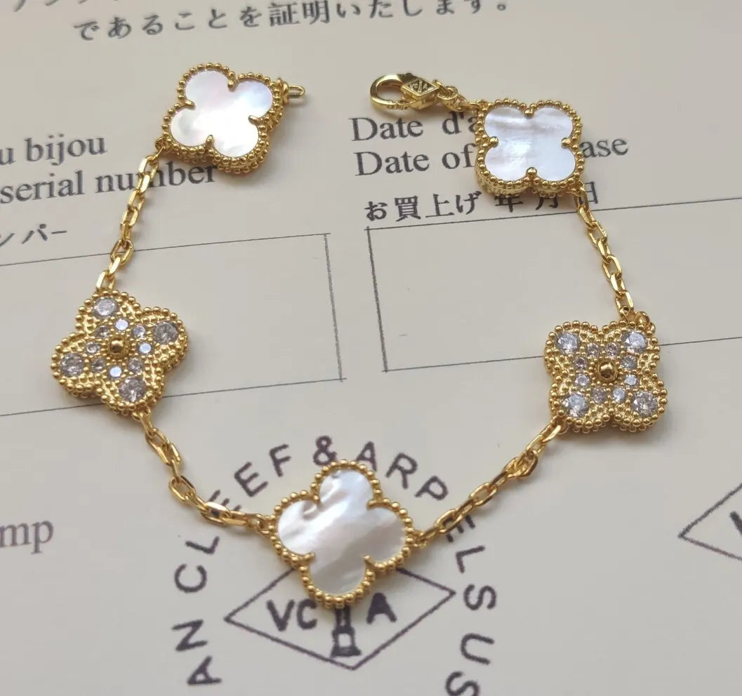 Van Cleef & Arpels Style Gold Clover Bracelet