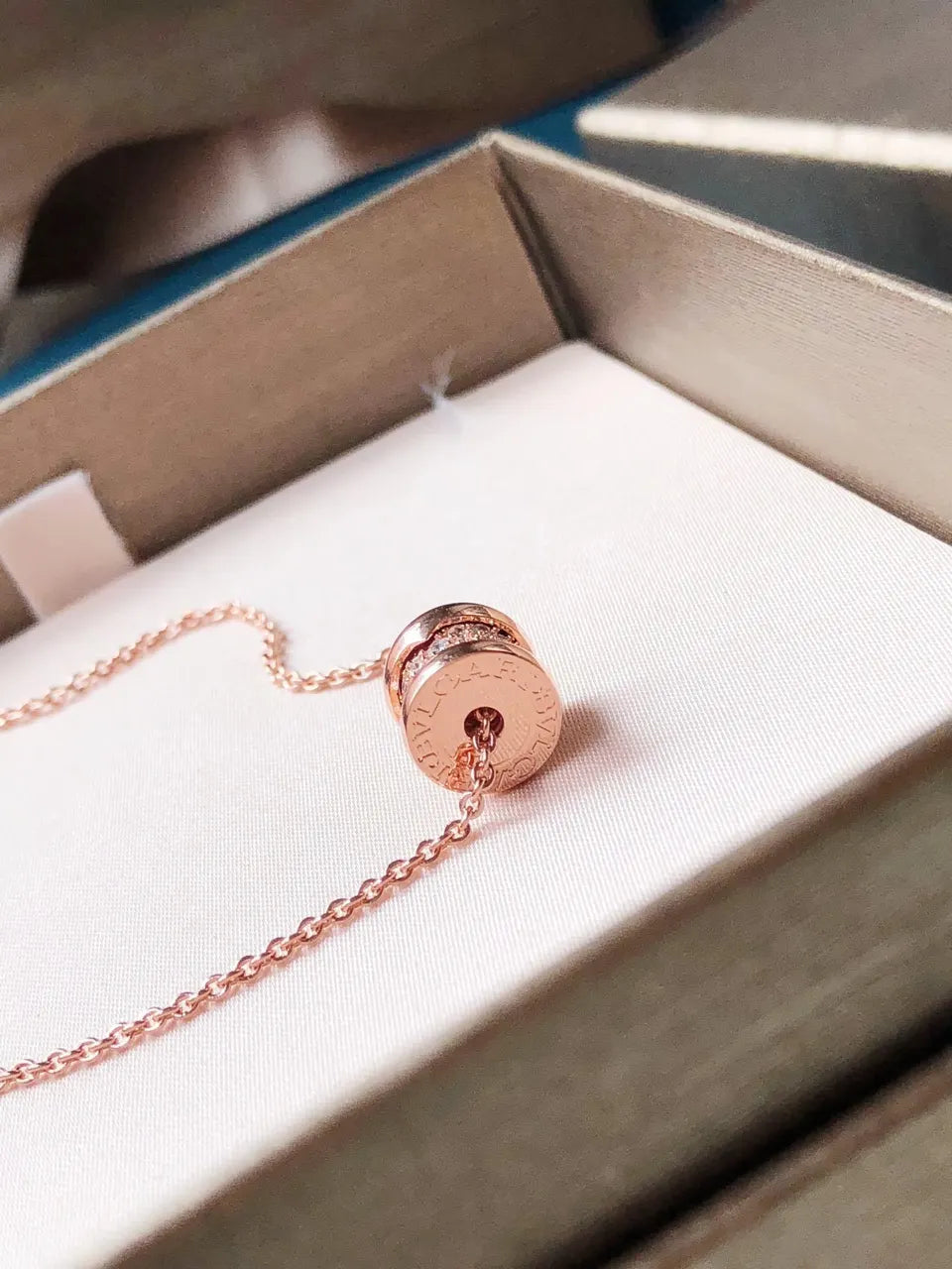 Bvlgari Rose Gold Diamond Pendant Necklace