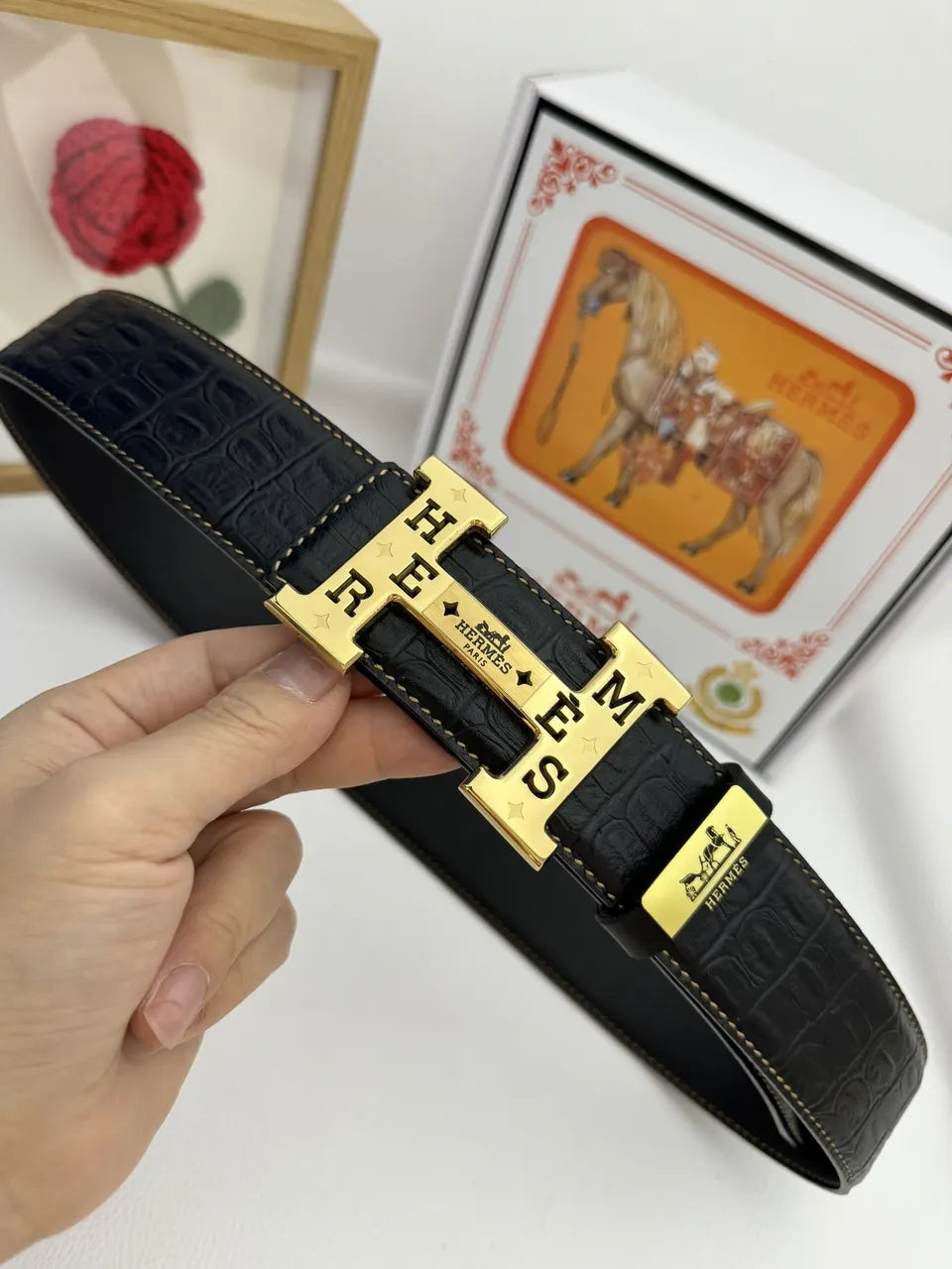 Hermes Alligator Black Belt - Hình 4