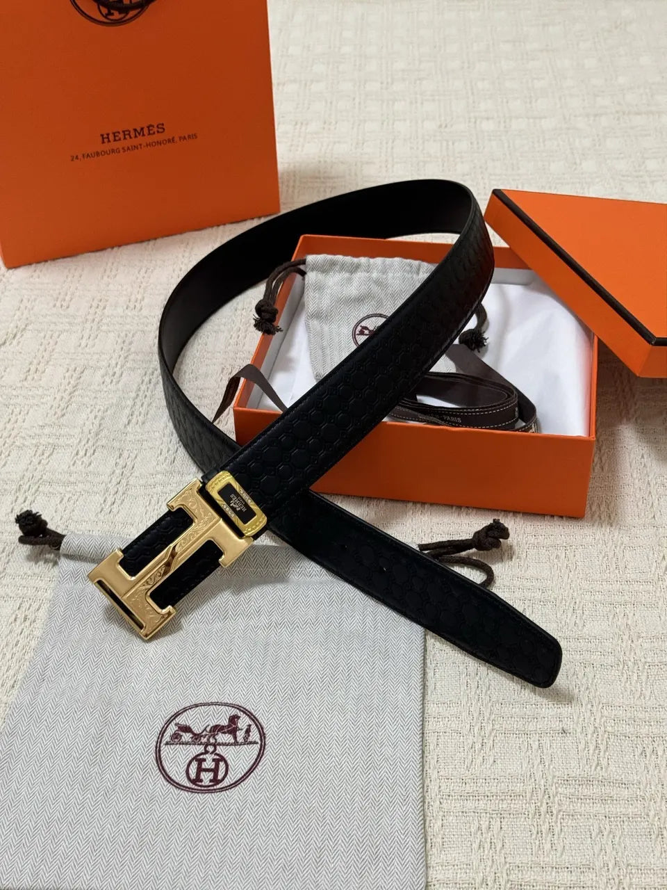 gold Hermes Black Alligator Belt