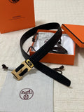 gold Hermes Black Alligator Belt