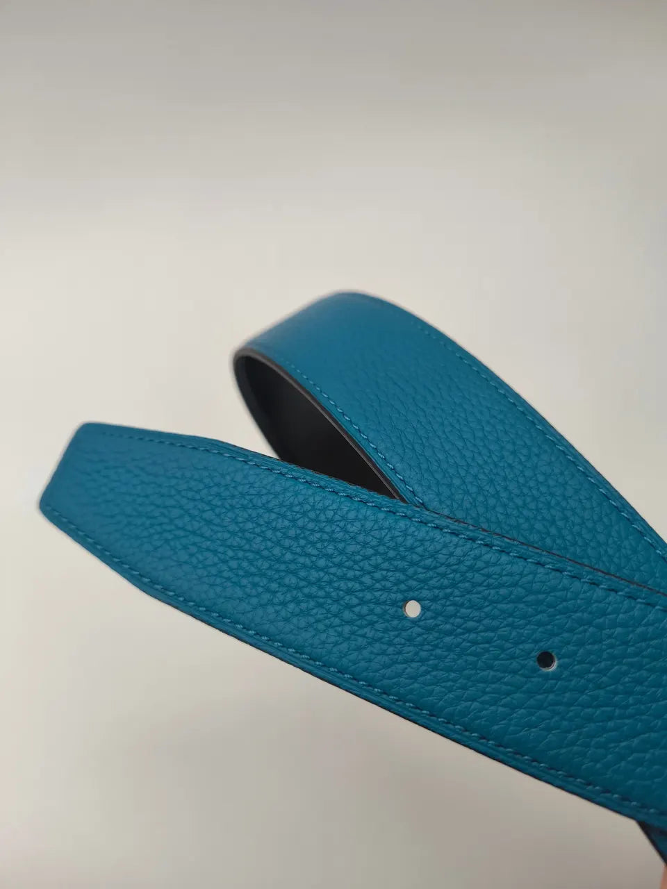 Hermes Teal Leather Belt - Hình 6
