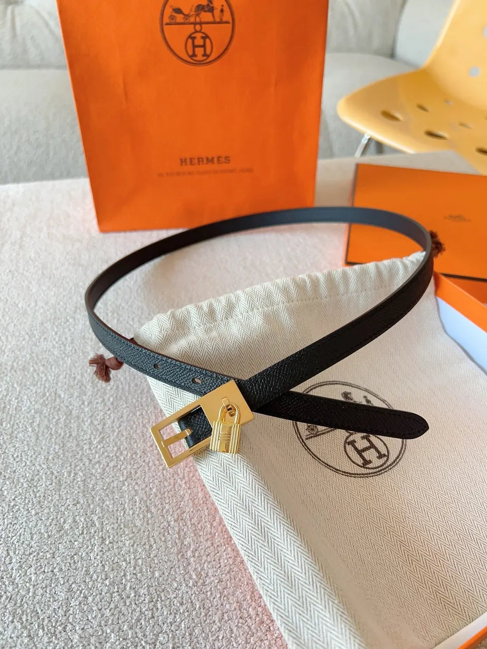 Hermes Black Leather Bracelet - Hình 6