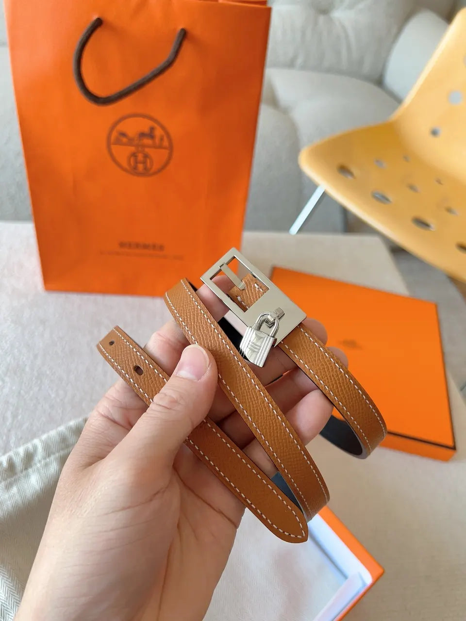Hermès Gold Togo Leather Belt