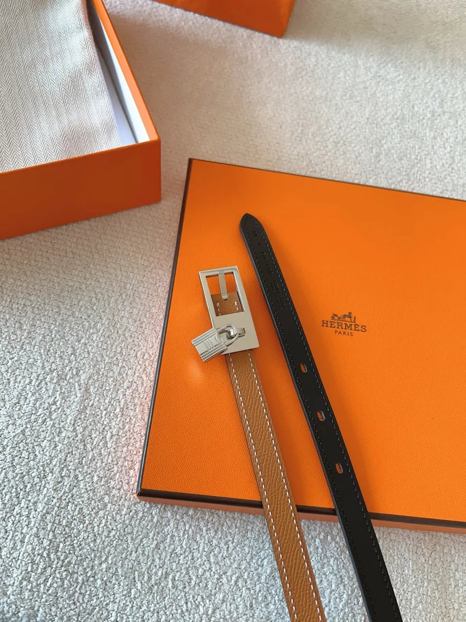 Hermès Gold Togo Leather Belt - Hình 6