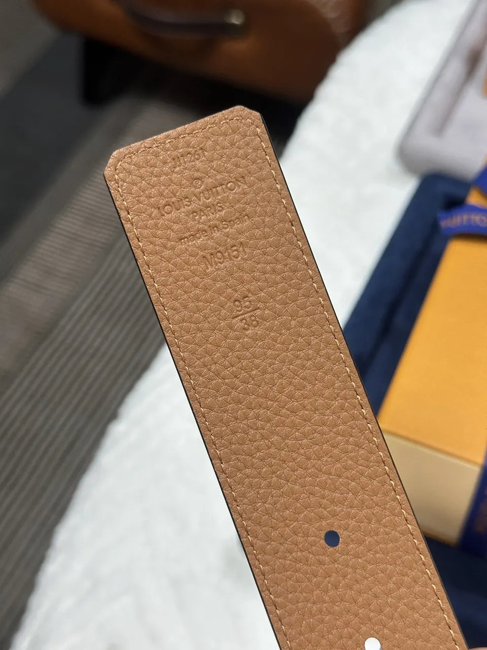 Louis Vuitton Black Taurillon Leather Belt silver - Hình 3